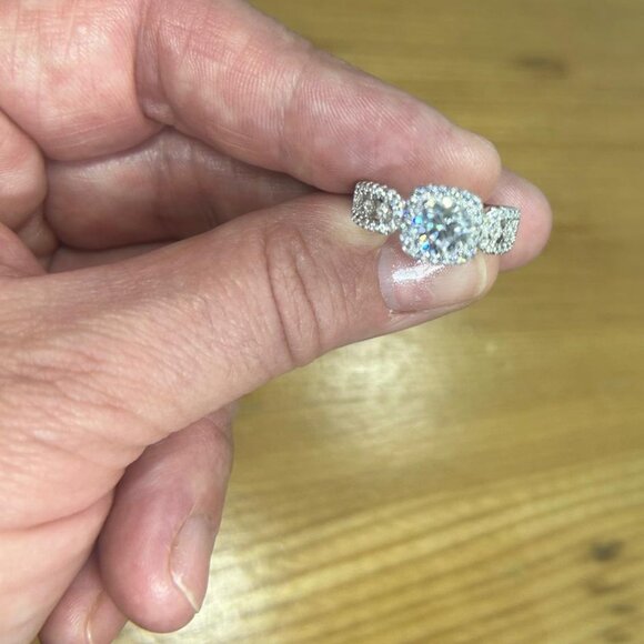 Certified Moissanite Cushion-cut Halo Engagement Ring - Sizes 6 & 7 - Picture 3 of 3